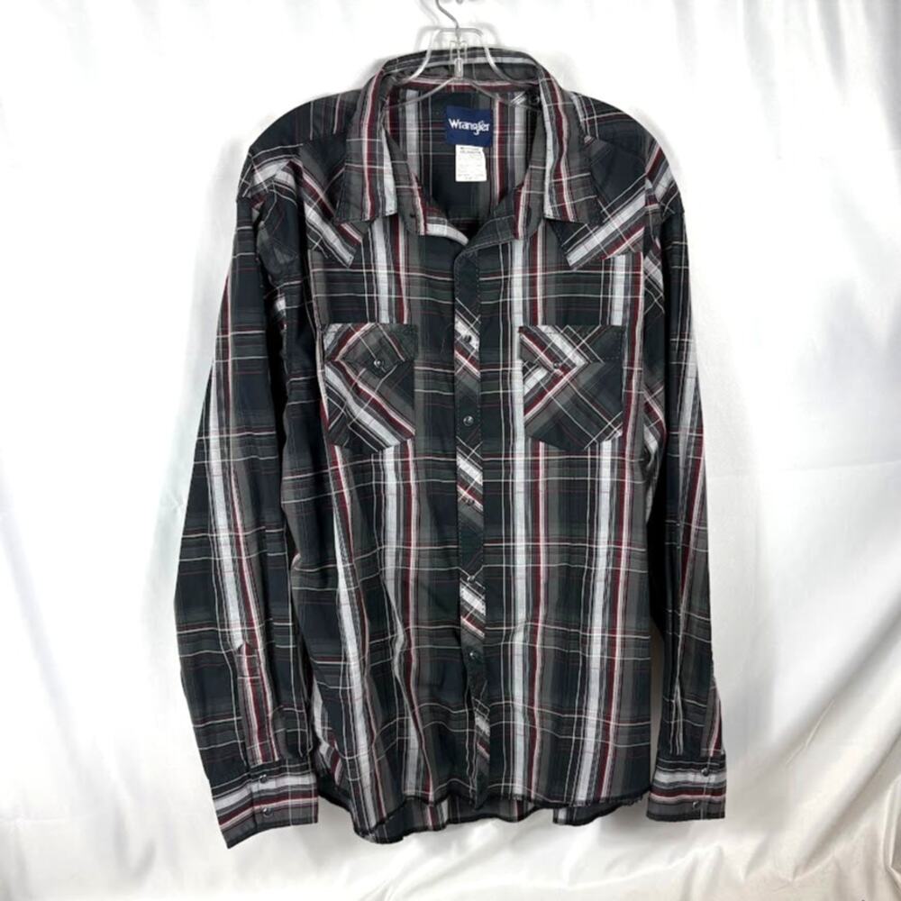 Wrangler XXL 2XL Black Pearl Snap Long Sleeve Shirt Western Cowboy